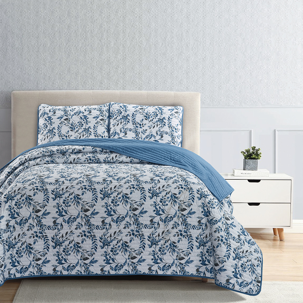 99,99% polyester tryckt quilt säng täcker 3-stycken set